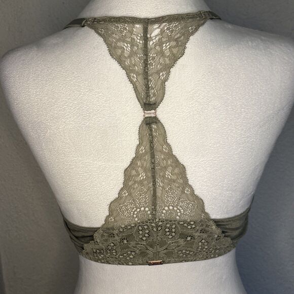 Victoria’s Secret Pink Date Push Up Btw Green With Racer Back Lace Size 36B - Picture 3 of 8